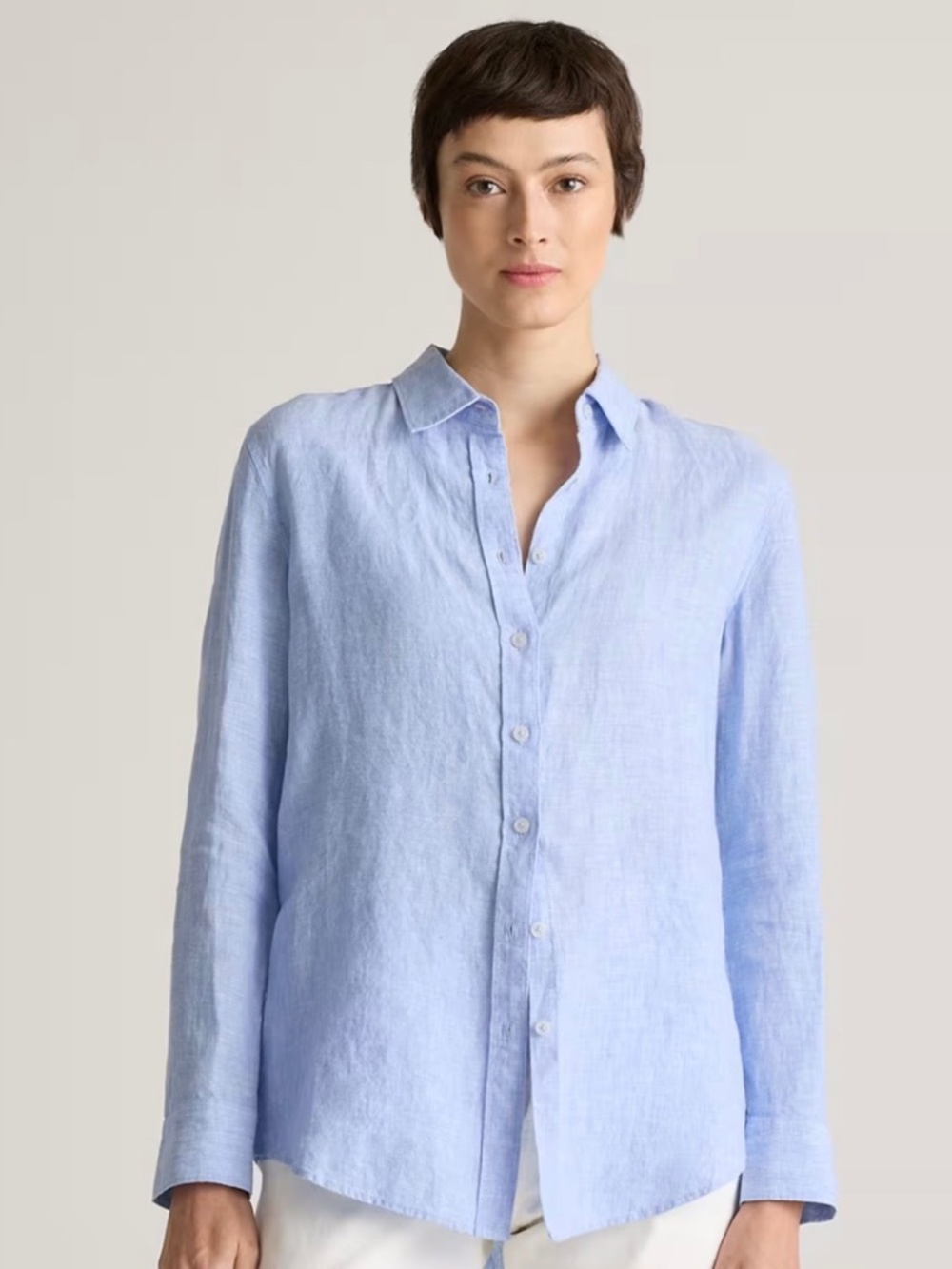 Quince 100% European Linen Long Sleeve Shirt - French Blue - Size Medium